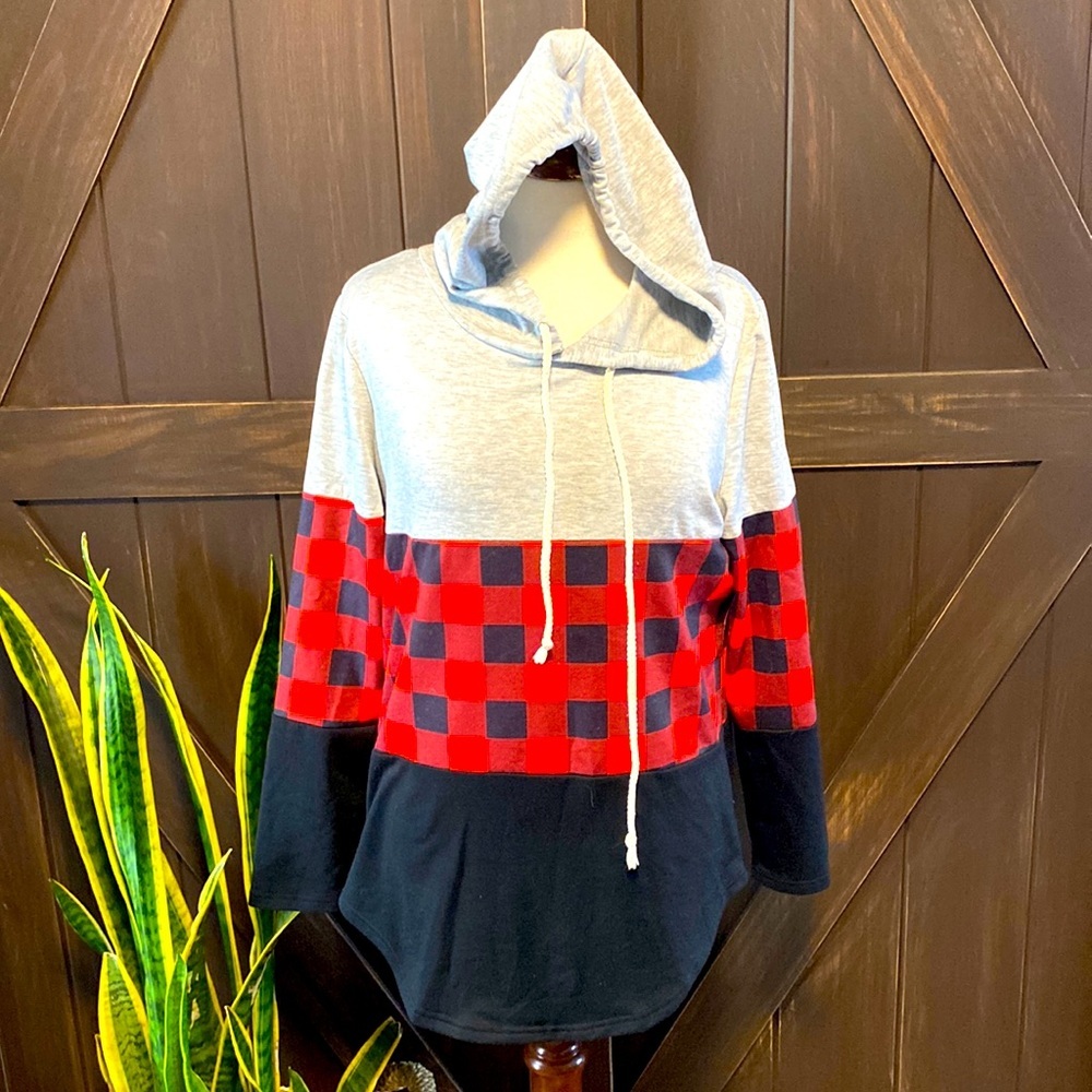 Small Gray Hoodies with Buffalo pattern